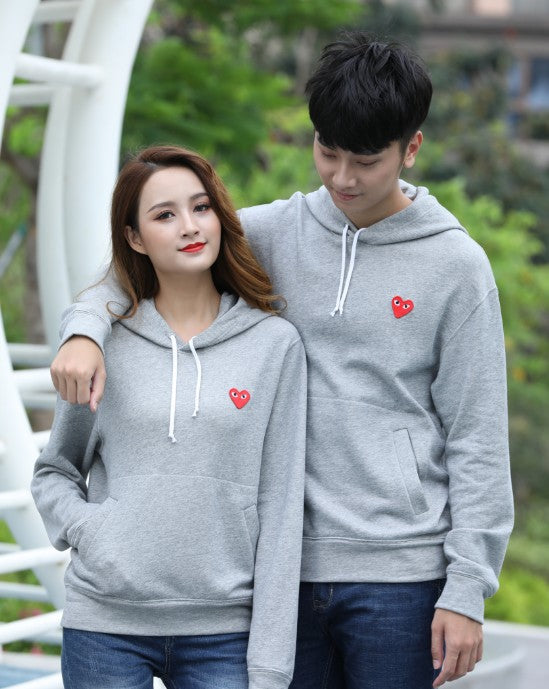 꼼데가르송 스몰하트 자수 로고 후드티