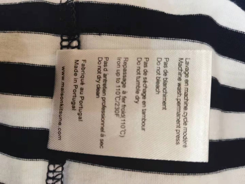 메종키츠네 빅 로고 스트라이프 긴팔티