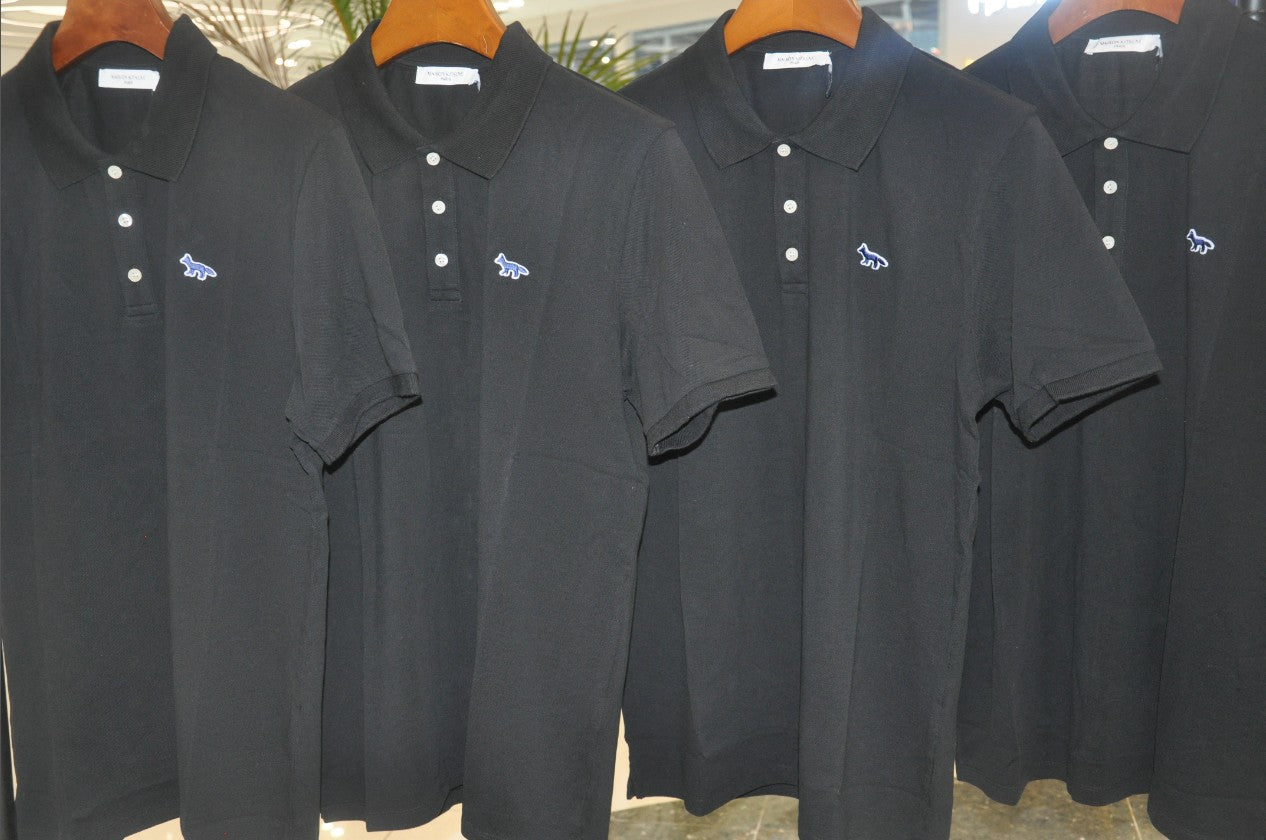 메종키츠네 네이비 폭스 클래식 카라 반팔티