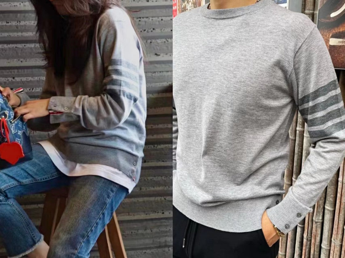 톰브라운 사선 완장 배색 니트