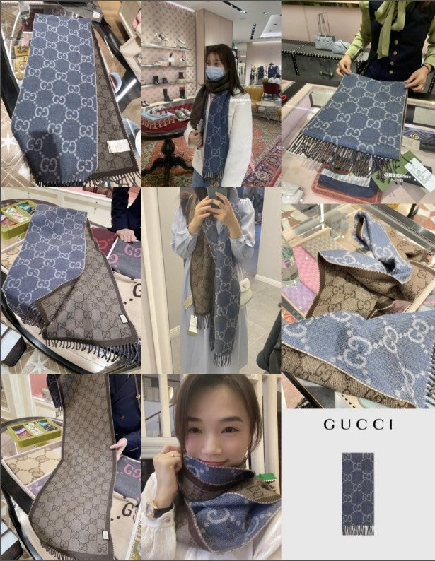 구찌 자카드 양면 머플러