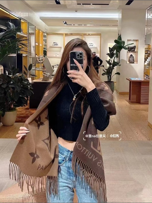 루이비통 LV 브라운 초코 캐시미어 머플러