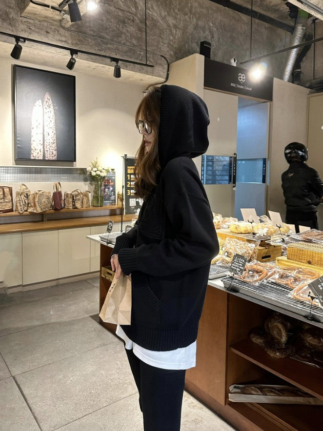 버버리 울 후드 니트