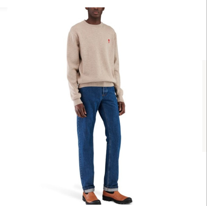 아미 스몰 로고 클래식 라운드 넥 니트