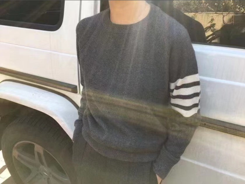 톰브라운 사선 프렌치 테리 캐시미어 크루넥 니트
