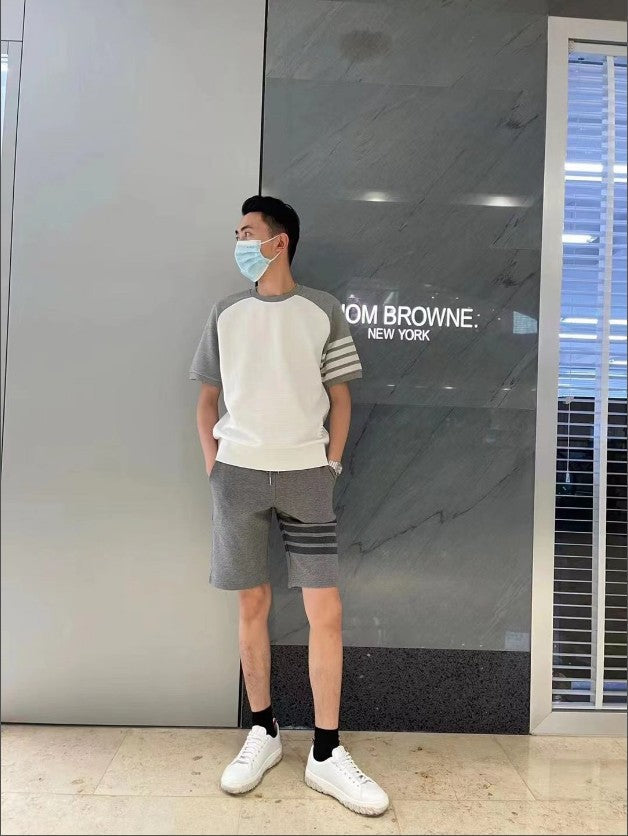 톰브라운 사선 골지 스트라이프 반팔티