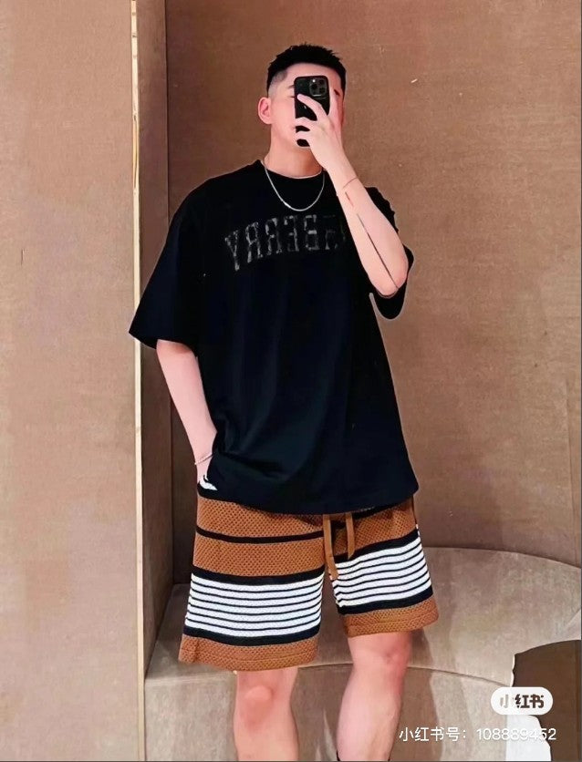 버버리 줄무늬 메쉬 반바지