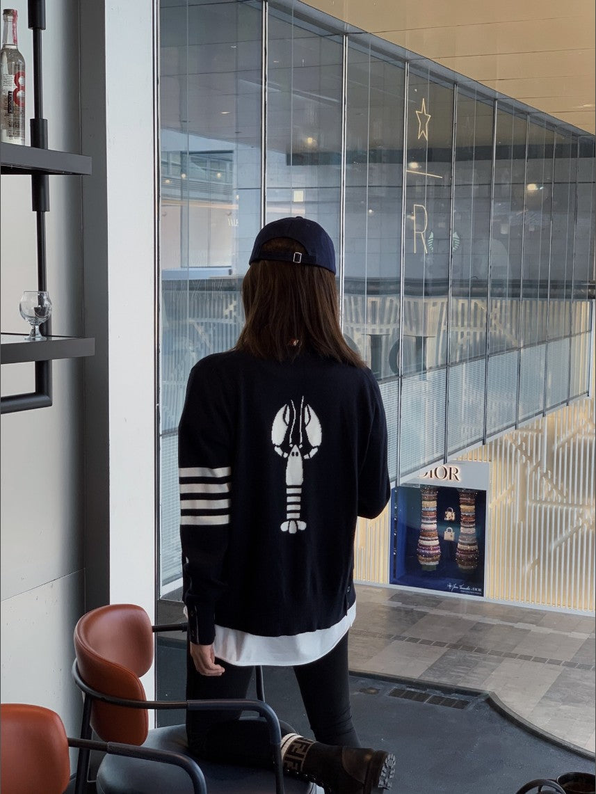 톰브라운 사선 백 랍스터 아이콘 가디건