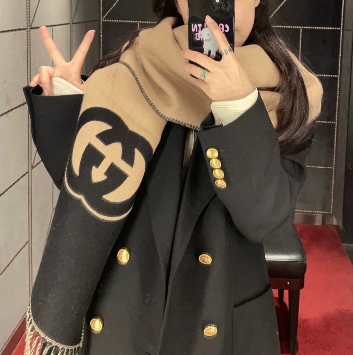 구찌 더블 G로고 울 머플러