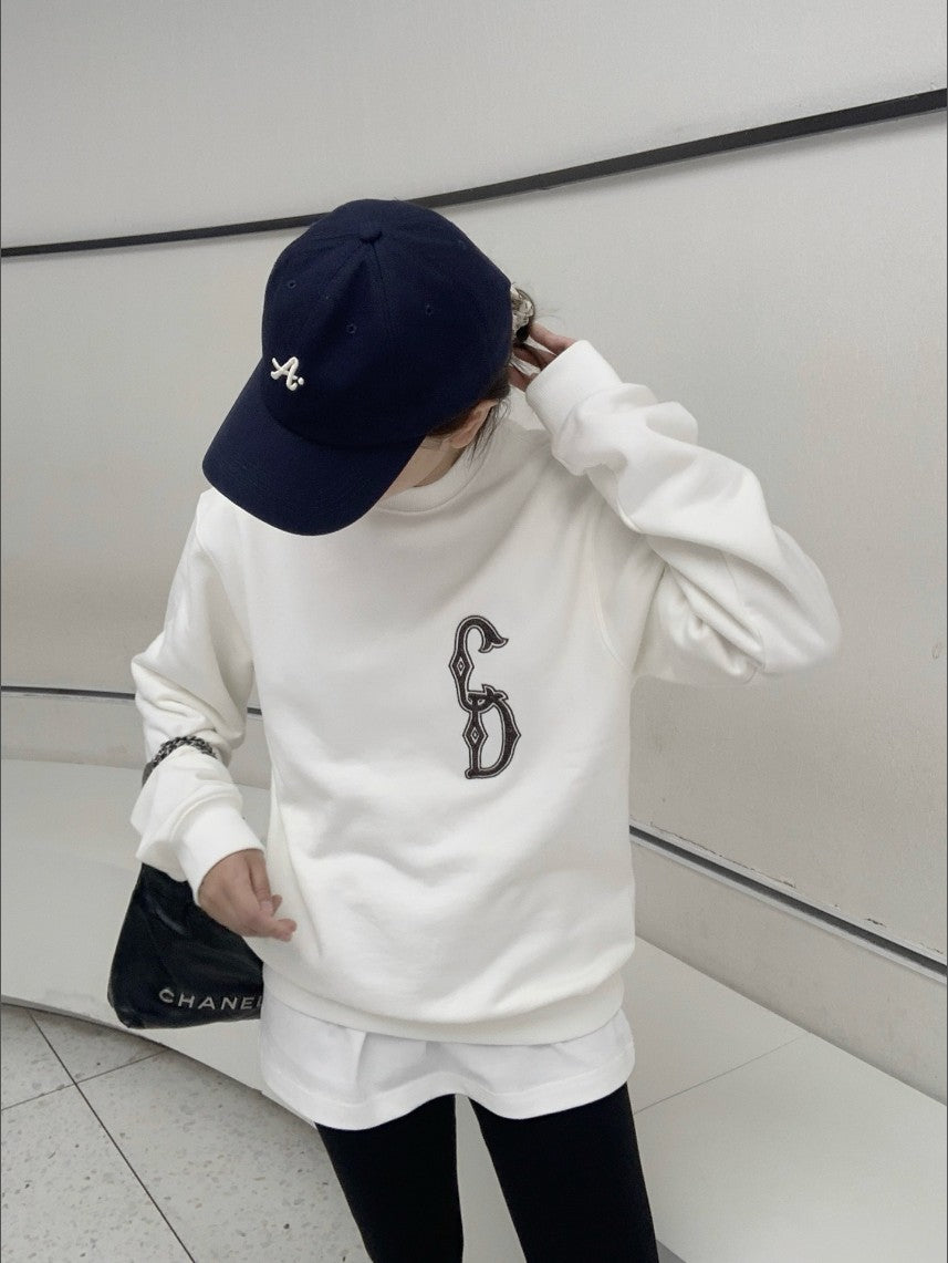 디올 CD 펄 로고 기모 맨투맨