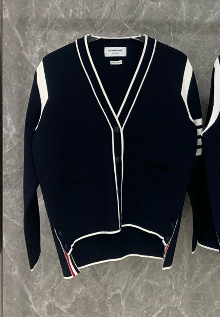 톰브라운 여성 밀라노스티치 브이넥 가디건