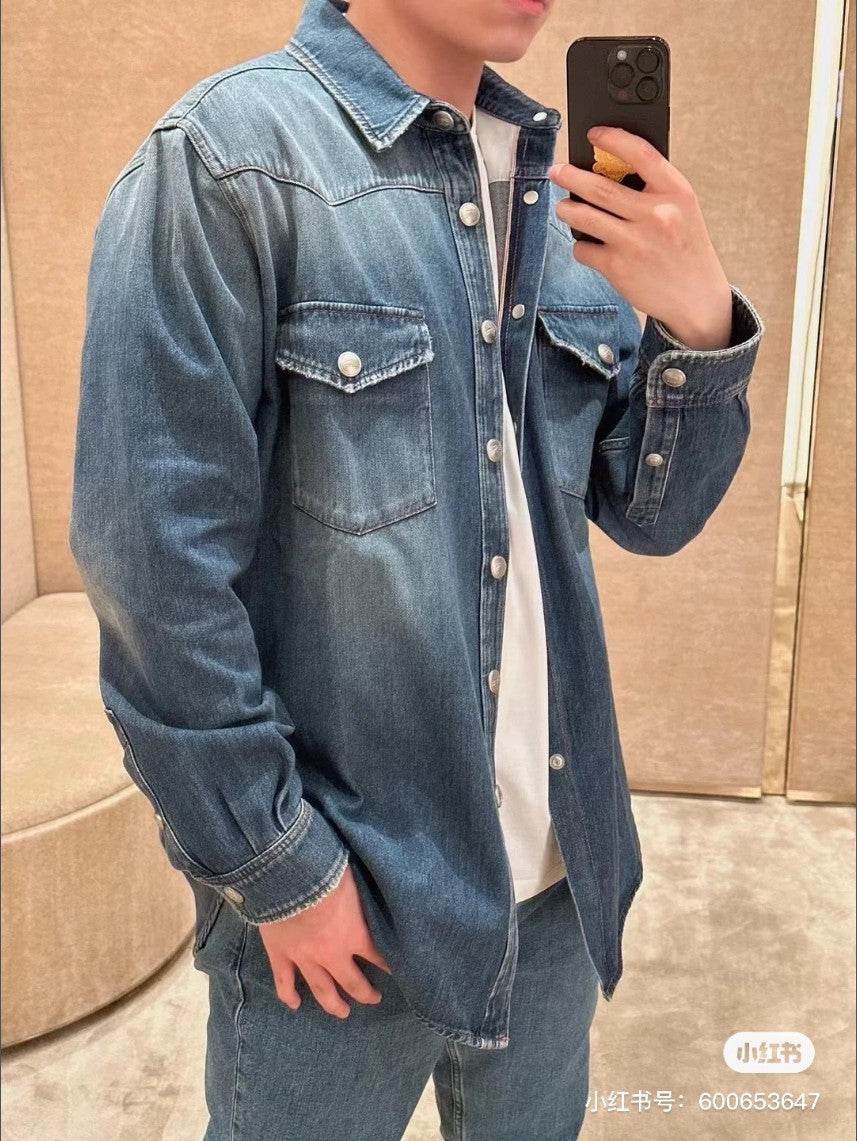 버버리 실버 버튼 데님 자켓
