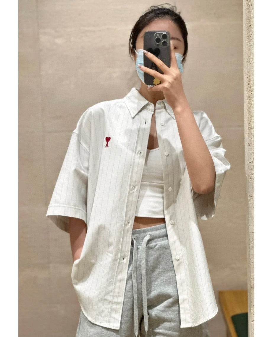 아미 스트라이프 반팔 남방 셔츠