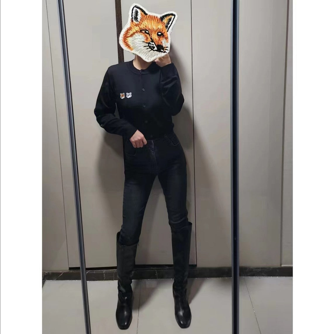 메종키츠네 더블 헤드 여성 가디건