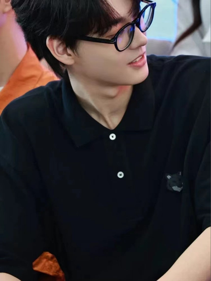 메종키츠네 그레이 폭스 오버핏 카라 반팔티