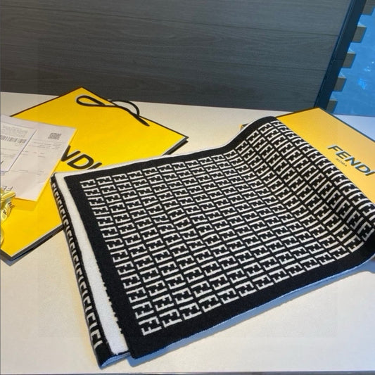 펜디 FF 로고 울 머플러