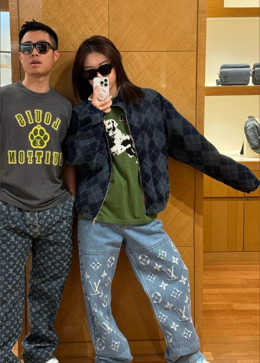 루이비통 그린 니트 반팔티