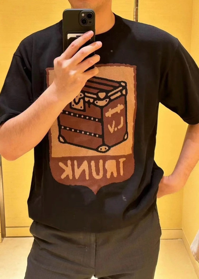 루이비통 프린트 로고 니트 반팔티