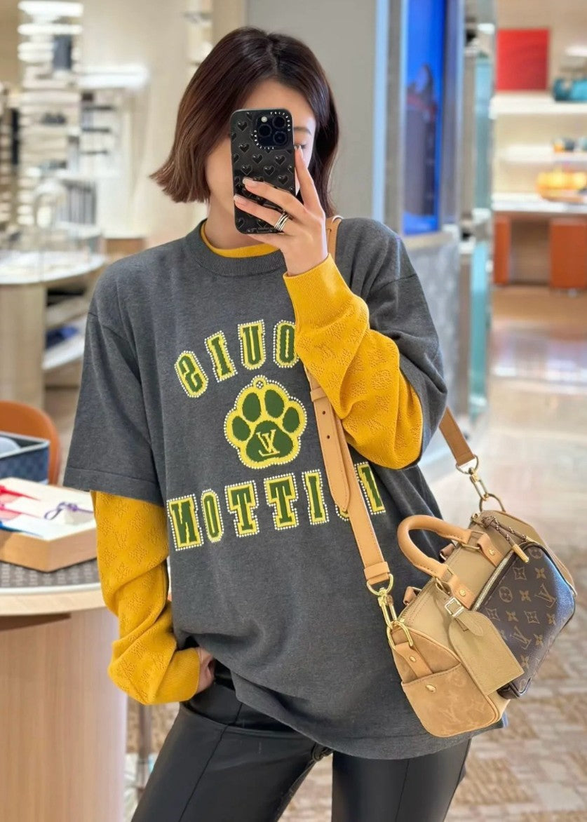 루이비통 LV 레터링 로고 니트 반팔티