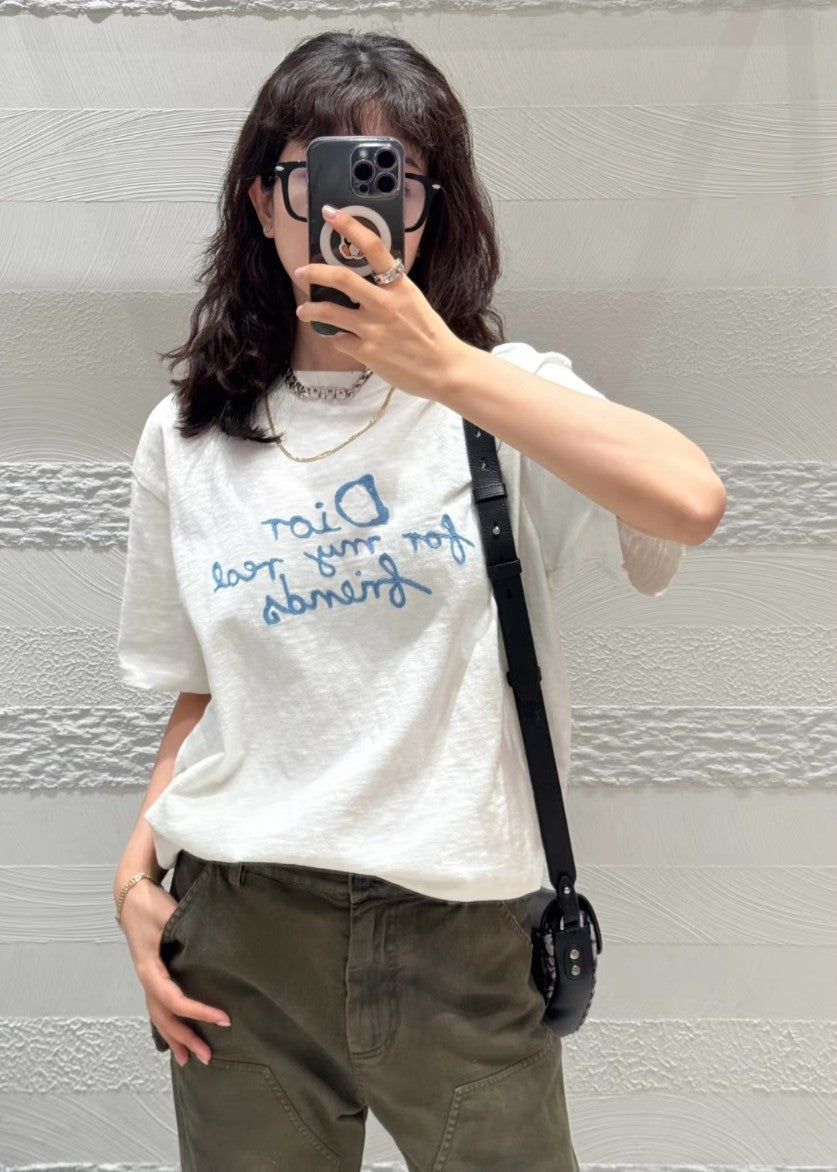 디올 레터링 로고 워싱 반팔티