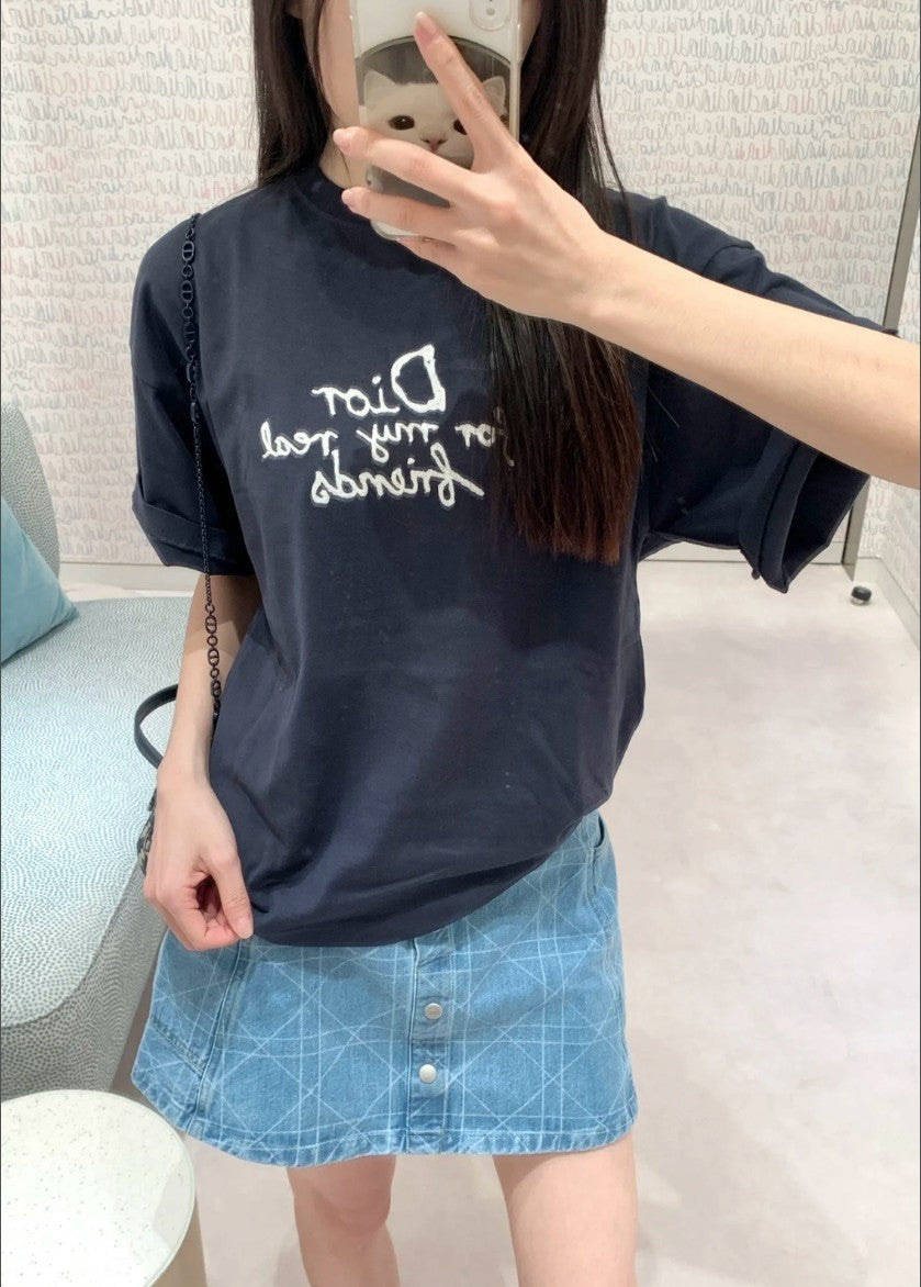 디올 레터링 로고 워싱 반팔티