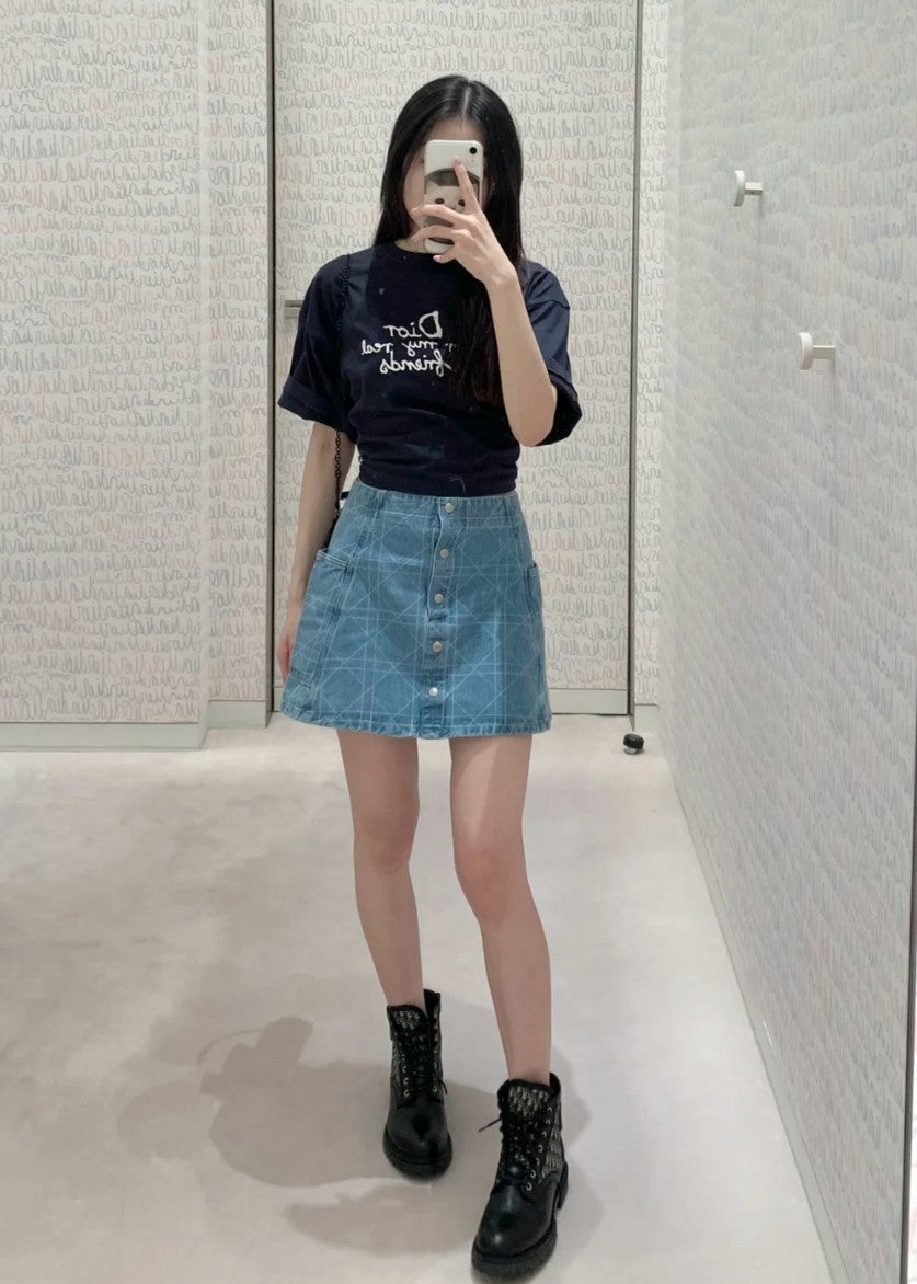 디올 레터링 로고 워싱 반팔티