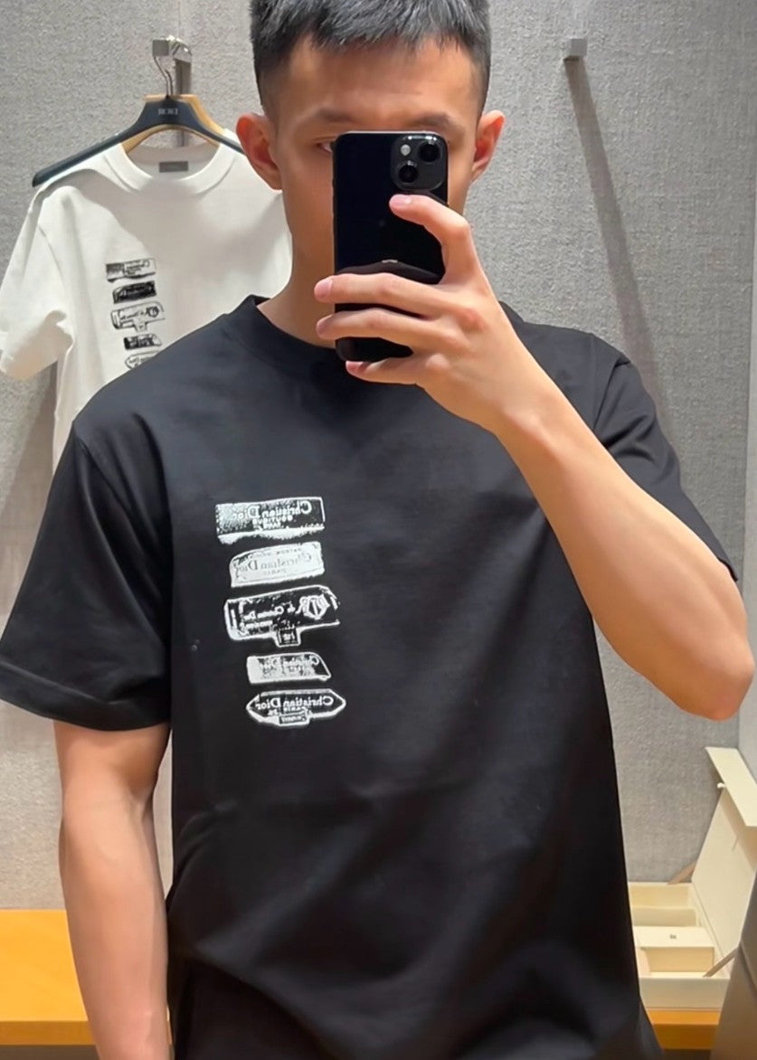 디올 프린트 로고 반팔티