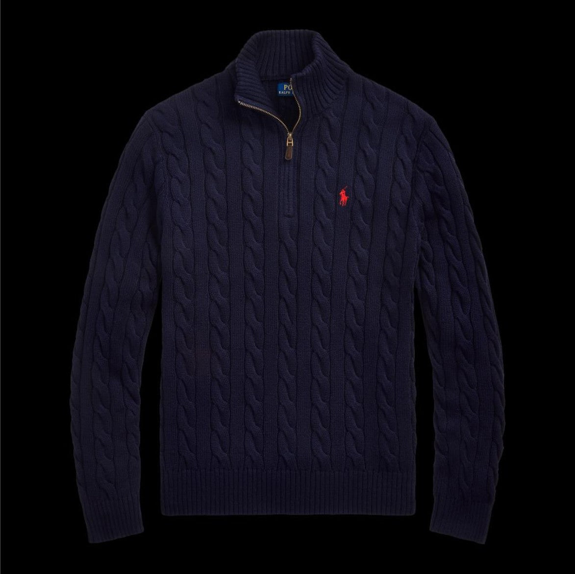 폴로 랄프로렌 케이블 반집업 니트