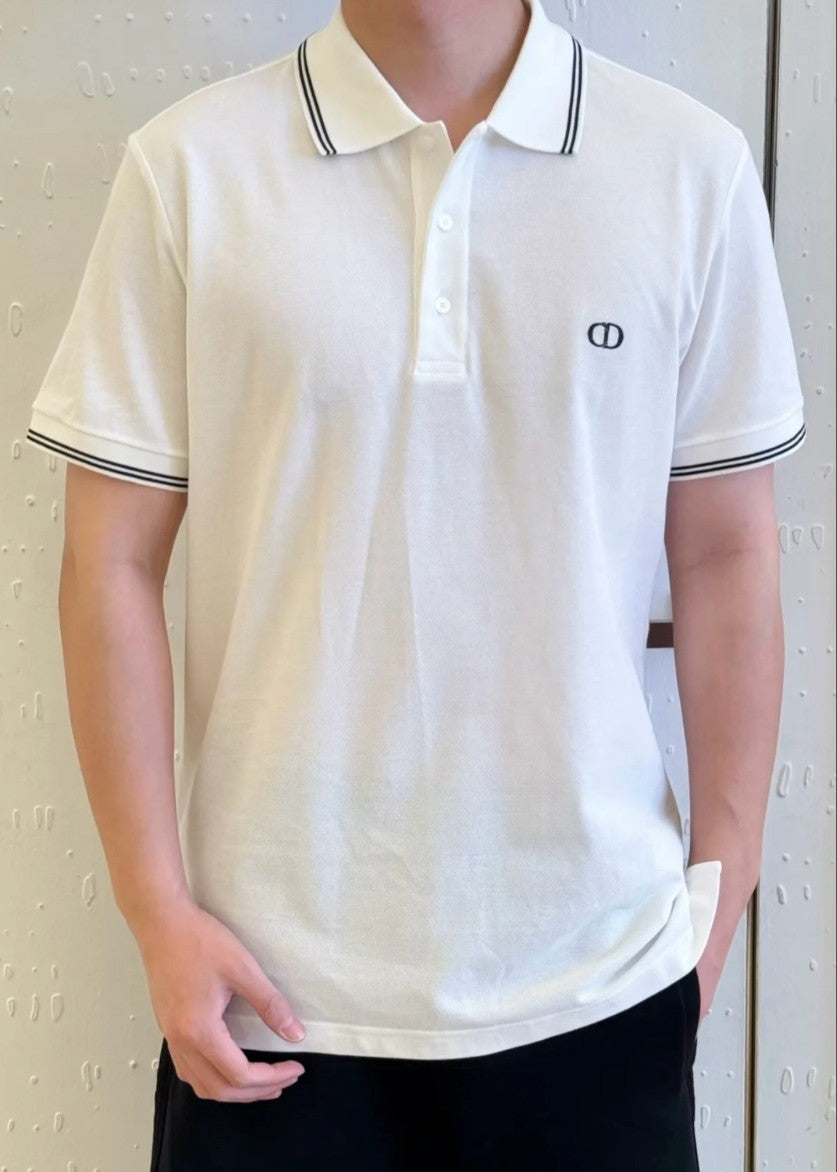 디올 CD 자수 피케 카라 반팔티