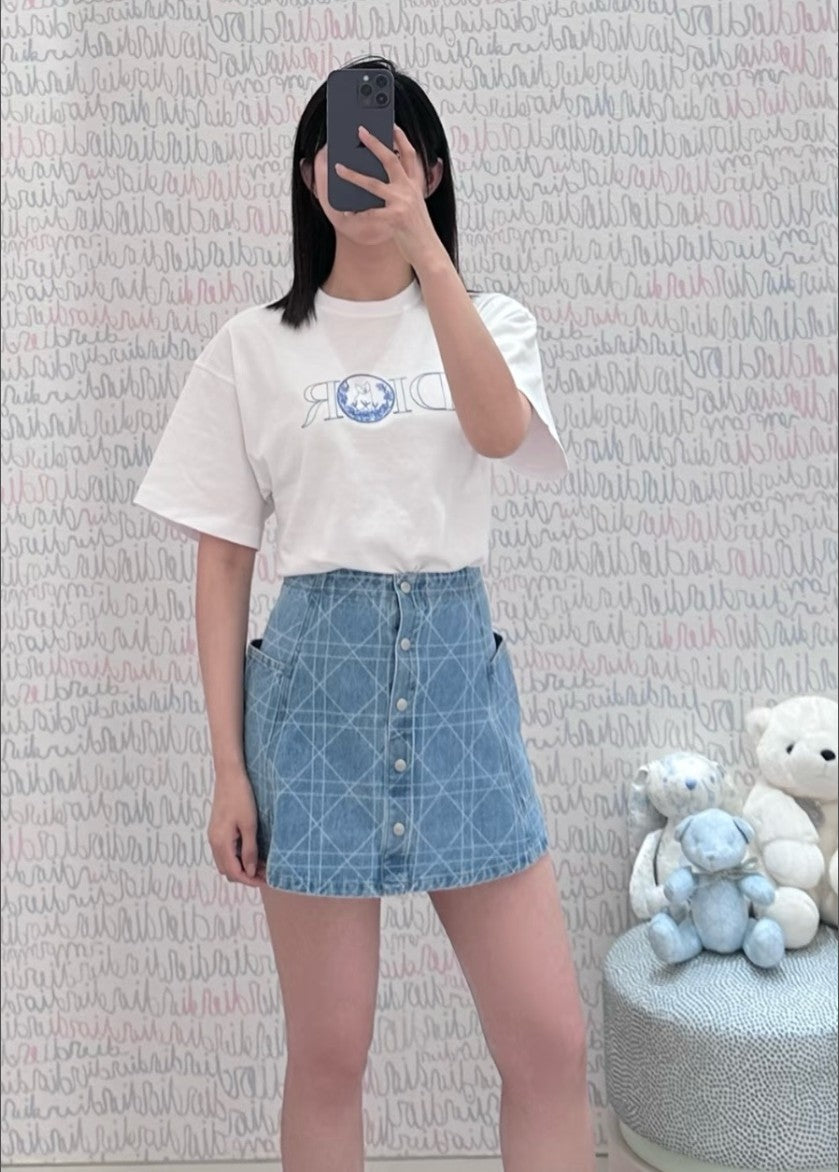 디올 캣 로고 반팔티