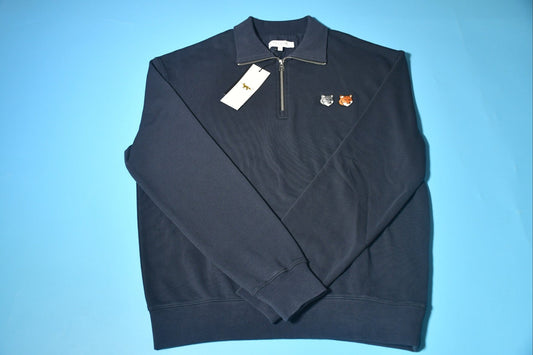 메종키츠네 더블 헤드 오버핏 반집업 맨투맨