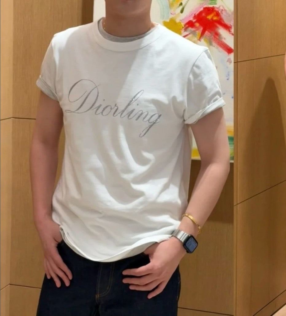 디올 레터링 펄 로고 반팔티