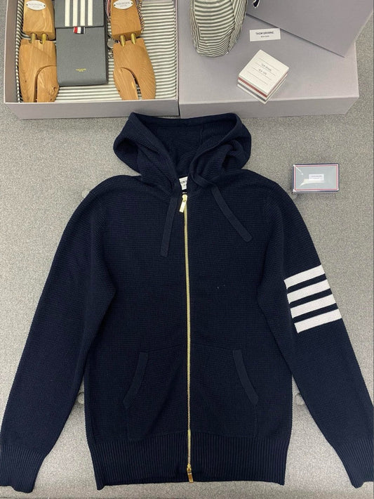 톰브라운 니트 와플 투웨이 후드 집업