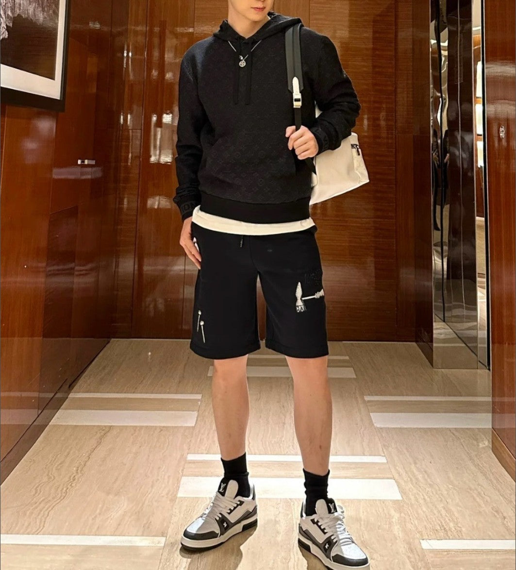 루이비통 LV 소매 로고 후드티