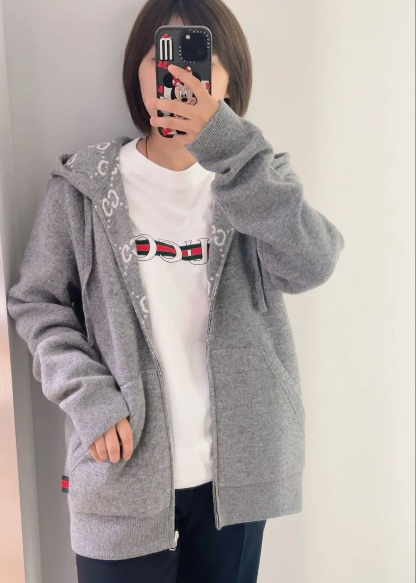 구찌 양면 울 후드 집업