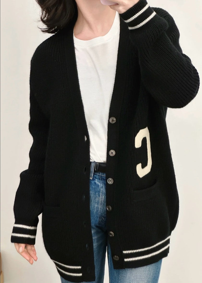 셀린느 파리스 로고 울 가디건