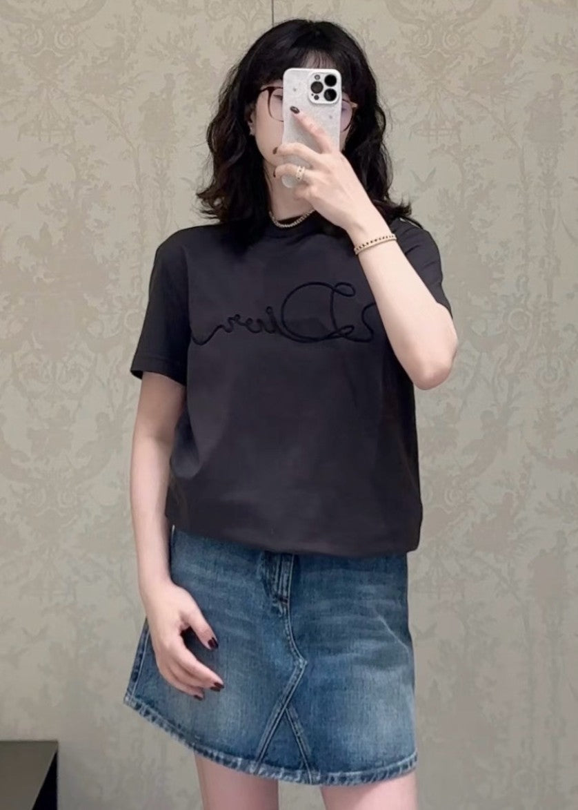 디올 레터링 로고 슬림 반팔티