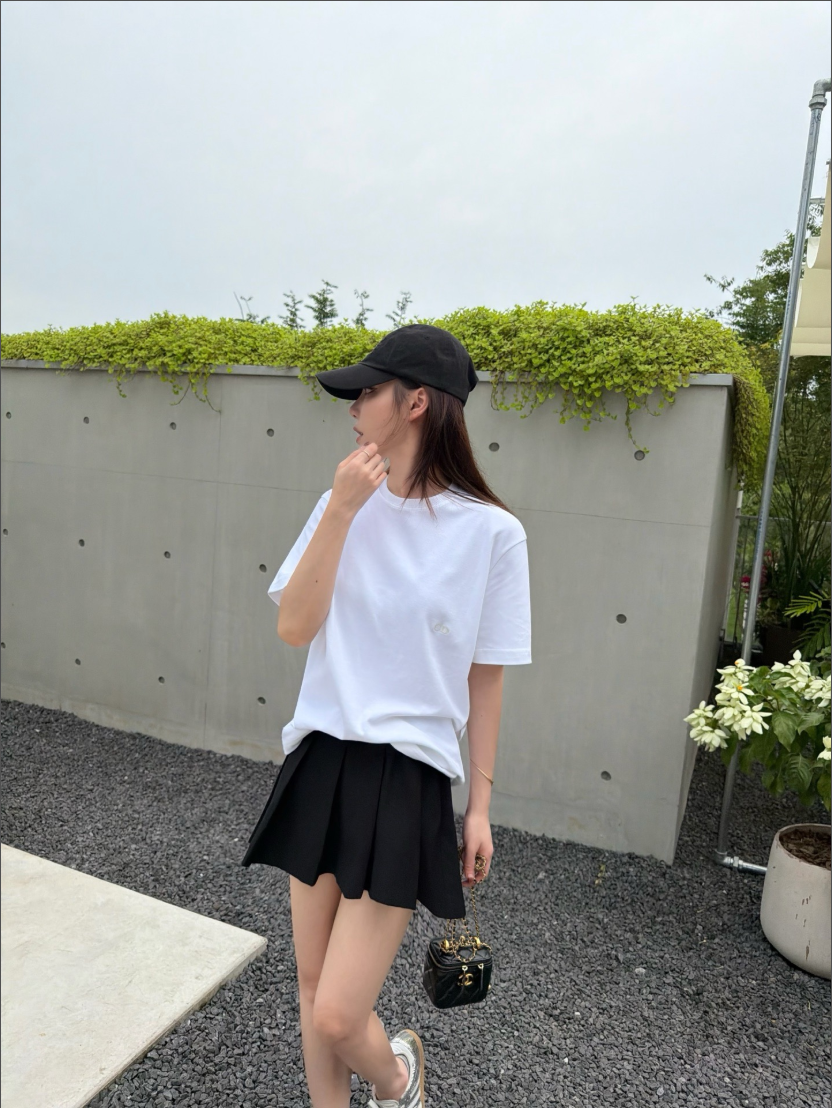 디올 CD 미니 자수 로고 반팔티