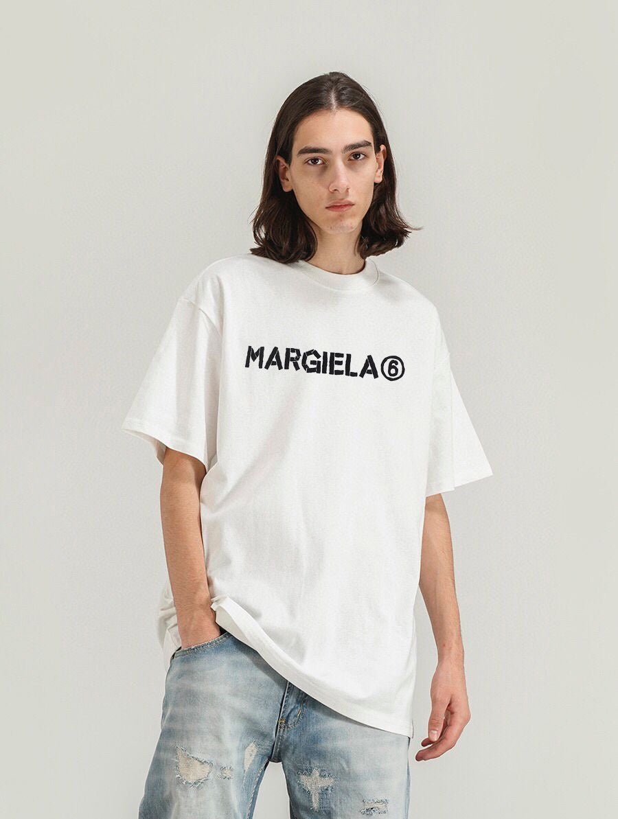 메종 마르지엘라 레터링 로고 반팔티