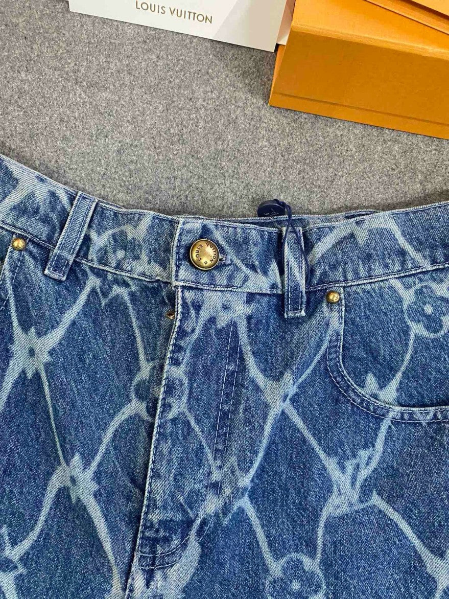 루이비통 로고 데님 반바지