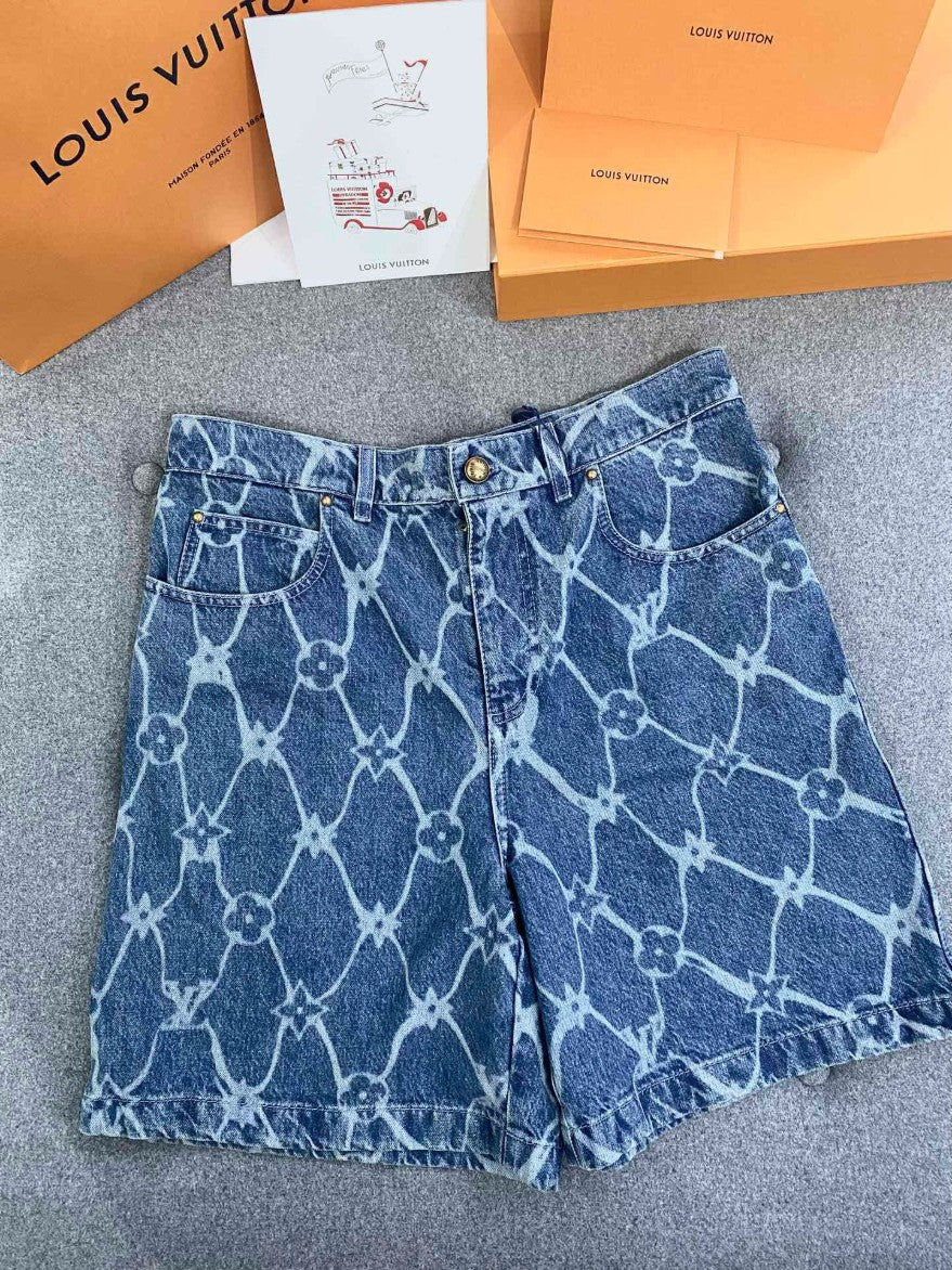 루이비통 로고 데님 반바지