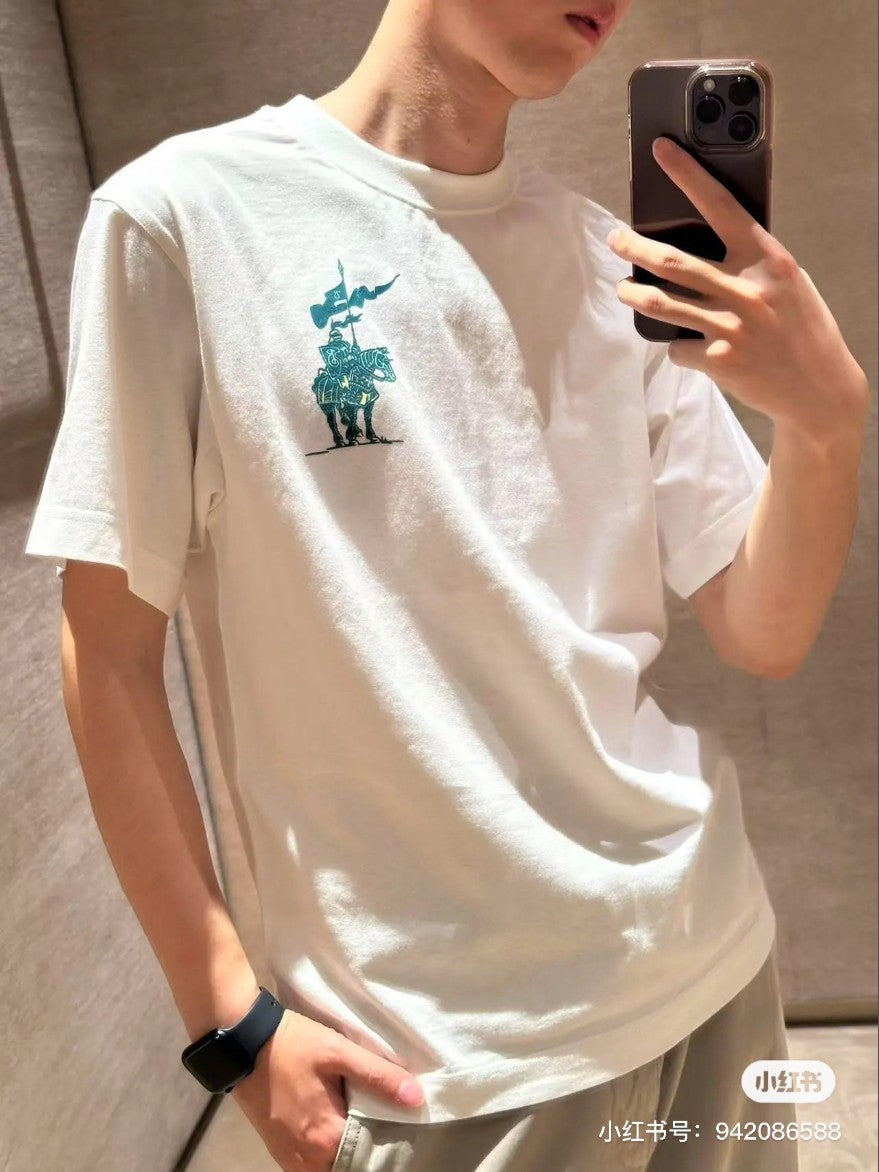 버버리 그린 자수 로고 반팔티