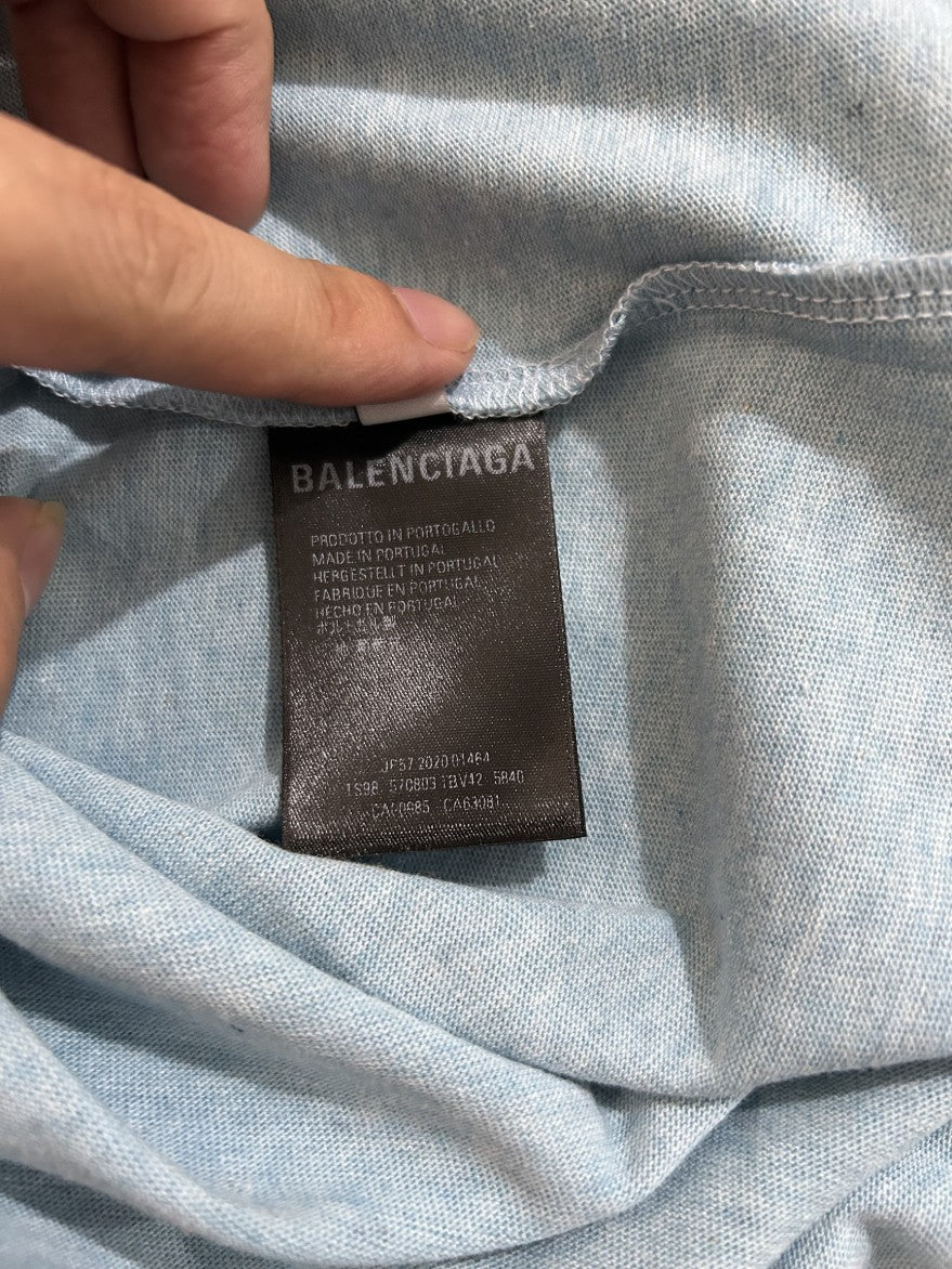 발렌시아가 웨이브 로고 클래식 반팔티