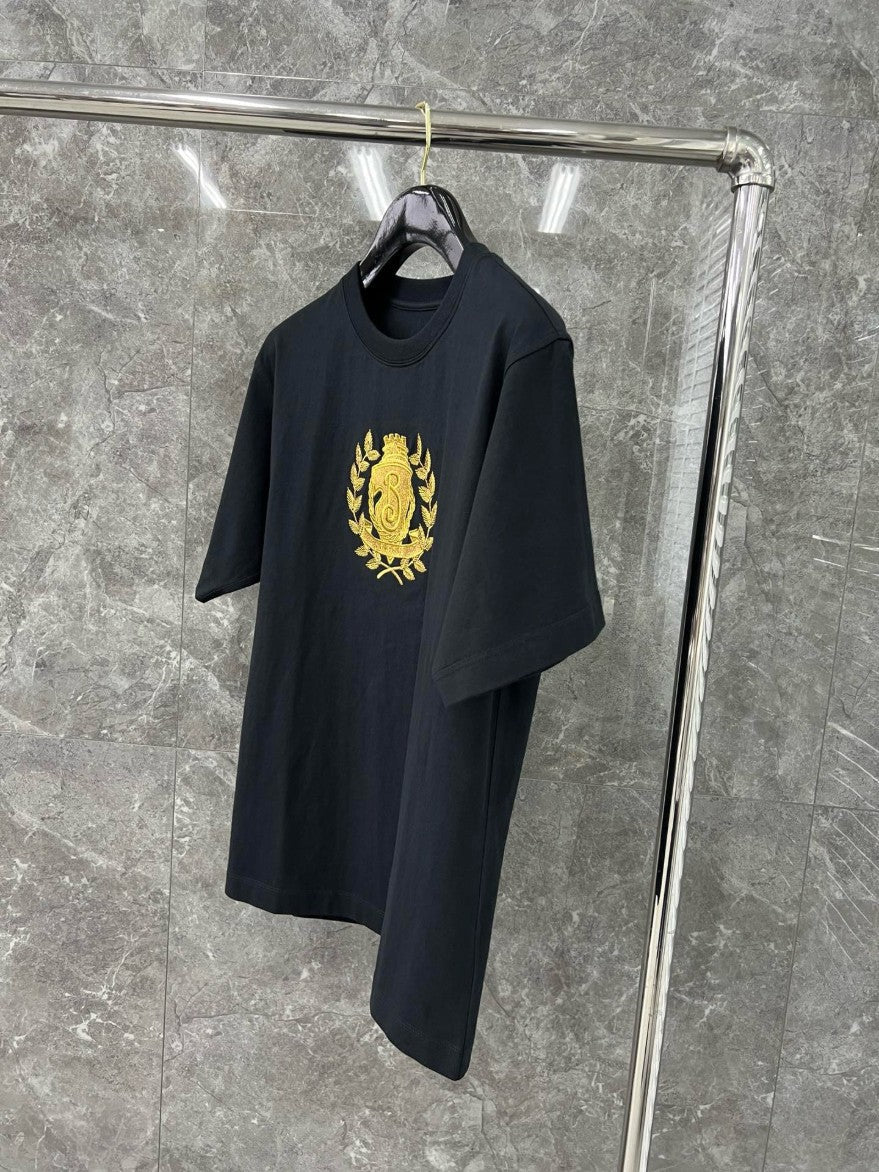 버버리 골드 자수 로고 반팔티