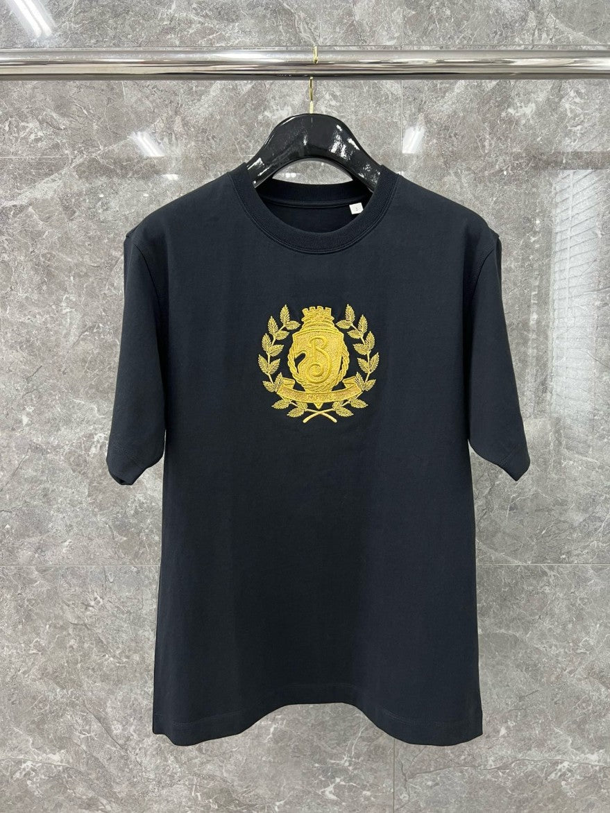 버버리 골드 자수 로고 반팔티