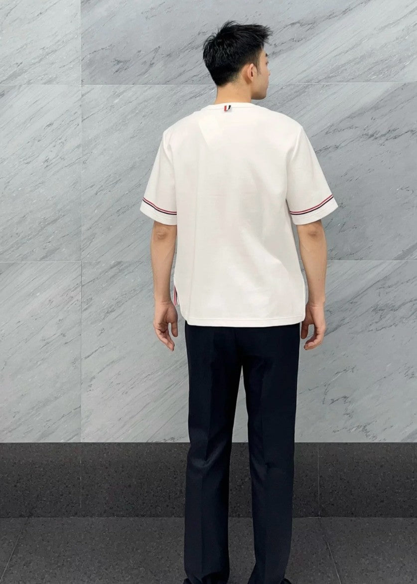 톰브라운 소매 삼선 절개 반팔티