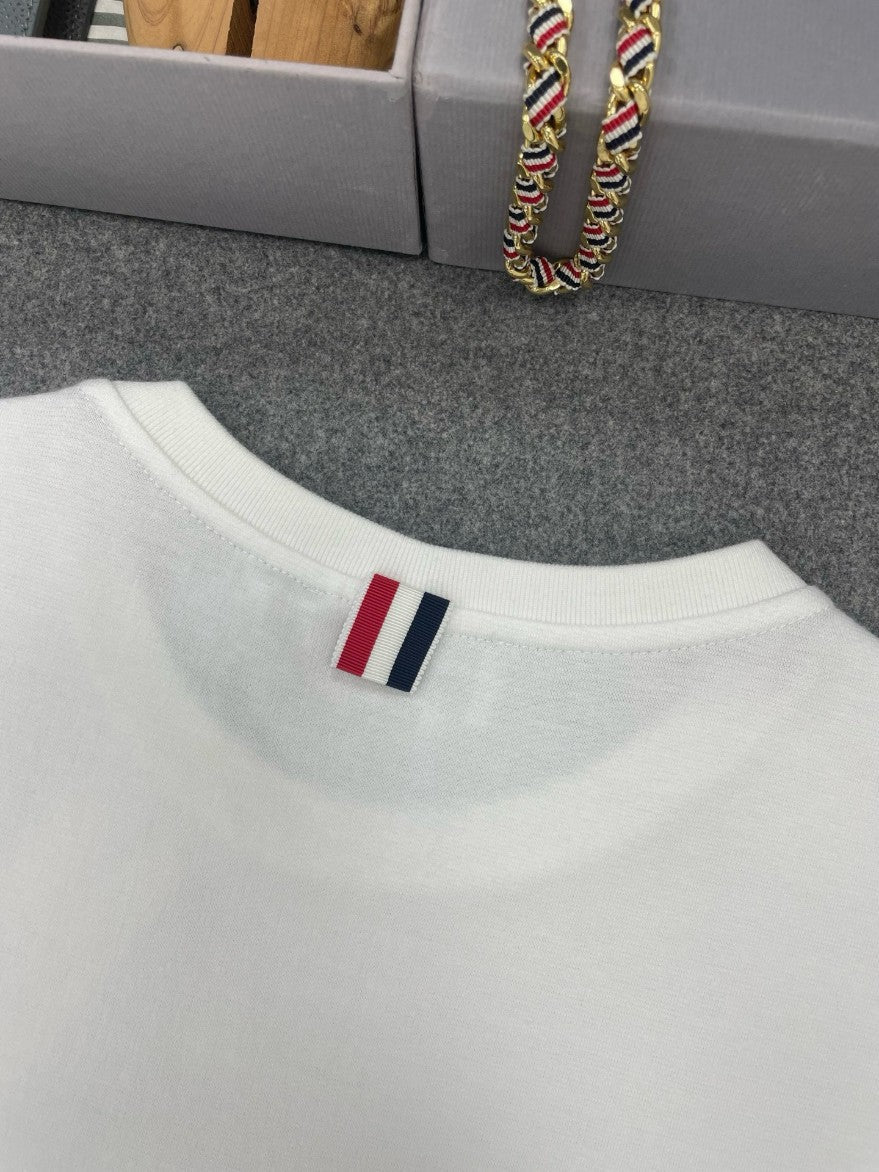 톰브라운 소매 삼선 절개 반팔티