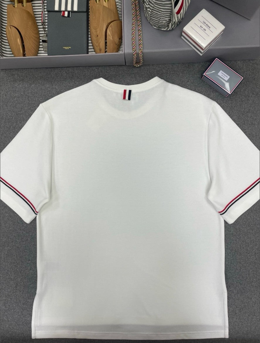 톰브라운 소매 삼선 절개 반팔티