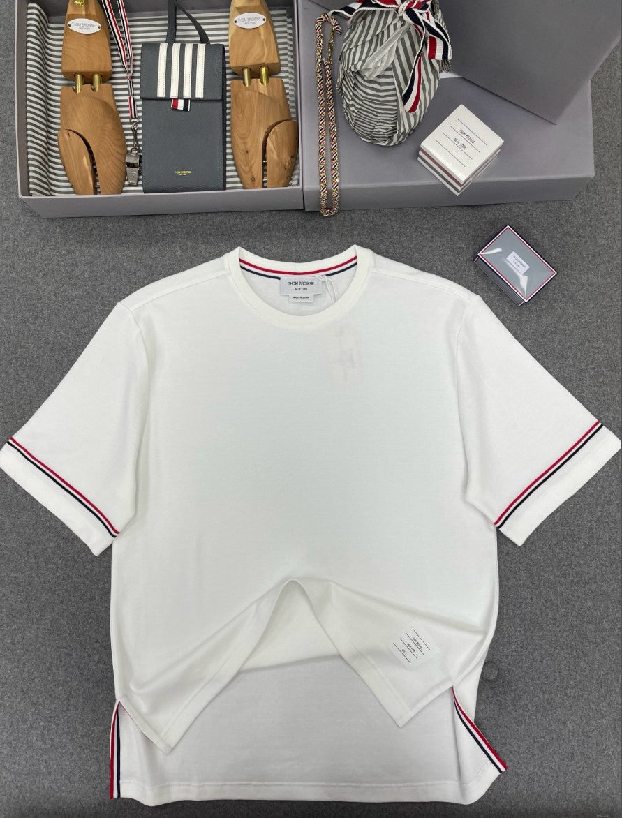 톰브라운 소매 삼선 절개 반팔티