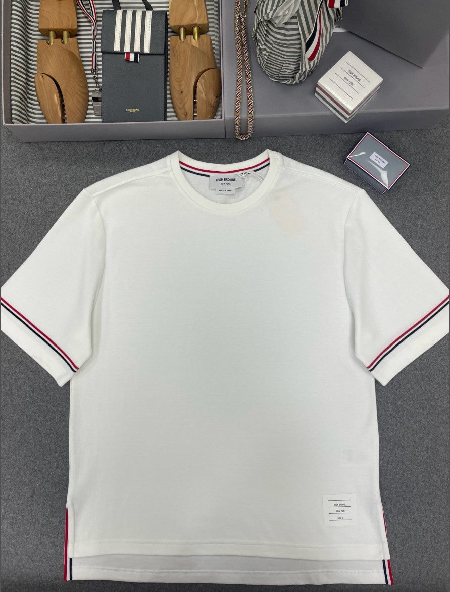 톰브라운 소매 삼선 절개 반팔티
